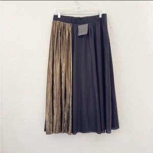 Marc New York High Waist Pleated Maxi Skirt Holiday Black and Gold XLarge NWT
